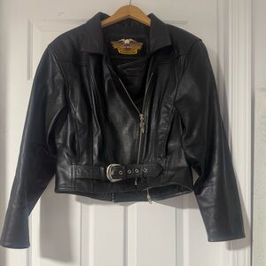 Harley-Davidson Black Leather Belted Jacket